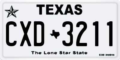 TX license plate CXD3211