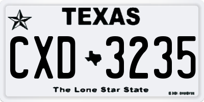 TX license plate CXD3235