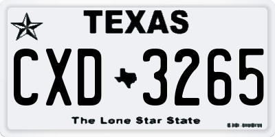 TX license plate CXD3265