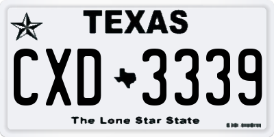 TX license plate CXD3339