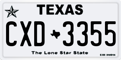 TX license plate CXD3355