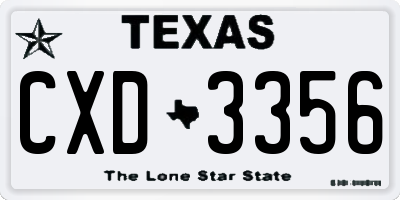 TX license plate CXD3356