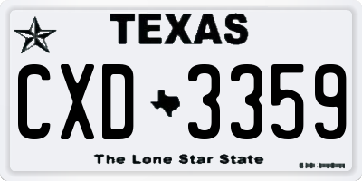 TX license plate CXD3359
