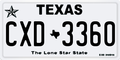 TX license plate CXD3360