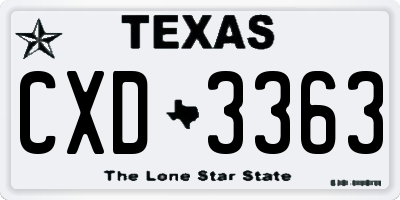 TX license plate CXD3363