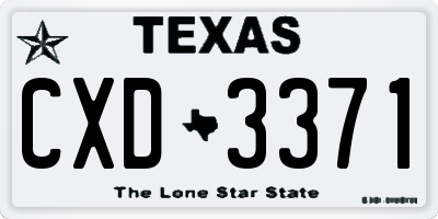 TX license plate CXD3371