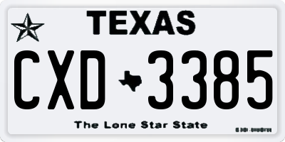 TX license plate CXD3385