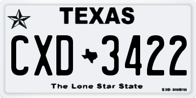 TX license plate CXD3422