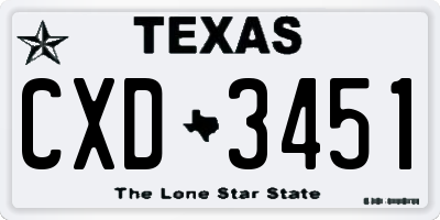 TX license plate CXD3451