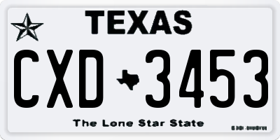 TX license plate CXD3453