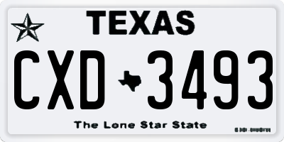 TX license plate CXD3493