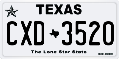 TX license plate CXD3520