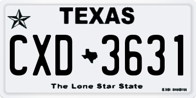 TX license plate CXD3631