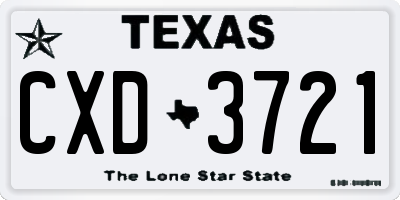 TX license plate CXD3721