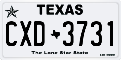 TX license plate CXD3731