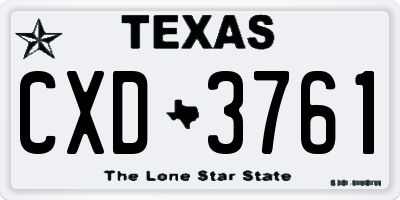 TX license plate CXD3761
