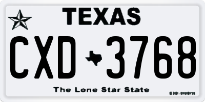 TX license plate CXD3768