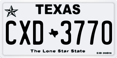 TX license plate CXD3770