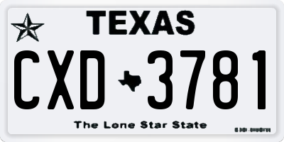 TX license plate CXD3781