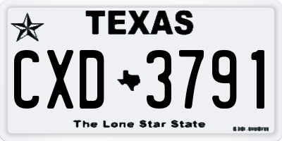 TX license plate CXD3791