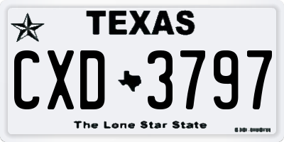 TX license plate CXD3797