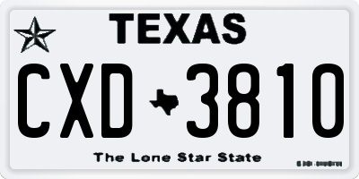 TX license plate CXD3810