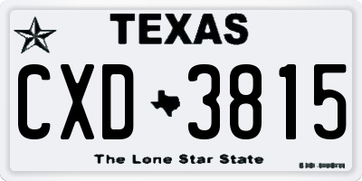 TX license plate CXD3815