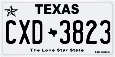 TX license plate CXD3823