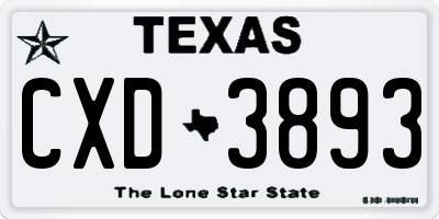 TX license plate CXD3893