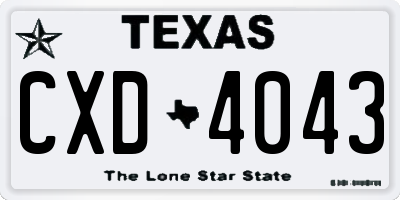 TX license plate CXD4043