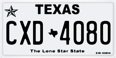 TX license plate CXD4080