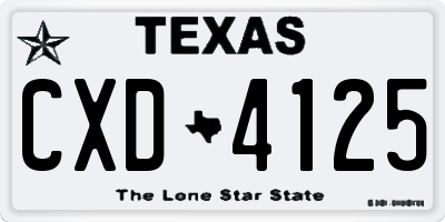 TX license plate CXD4125