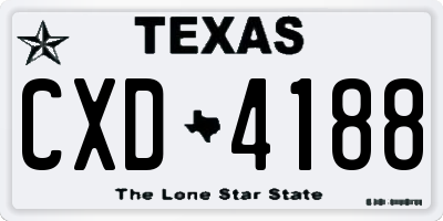 TX license plate CXD4188