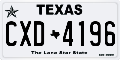 TX license plate CXD4196