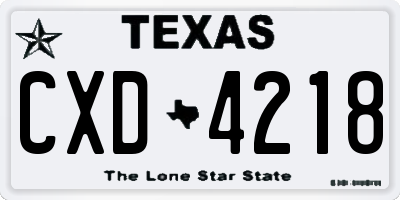 TX license plate CXD4218
