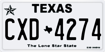 TX license plate CXD4274