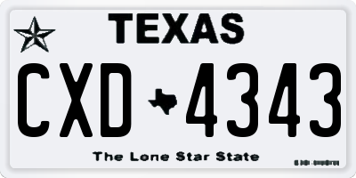 TX license plate CXD4343