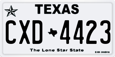 TX license plate CXD4423