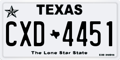 TX license plate CXD4451