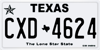 TX license plate CXD4624