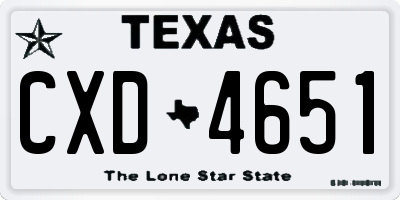 TX license plate CXD4651