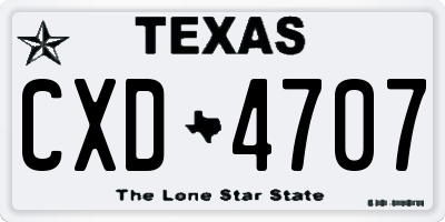 TX license plate CXD4707