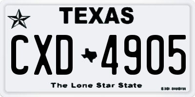 TX license plate CXD4905