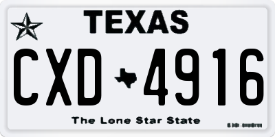 TX license plate CXD4916