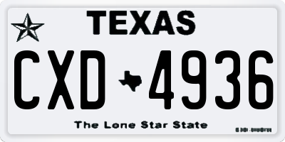 TX license plate CXD4936