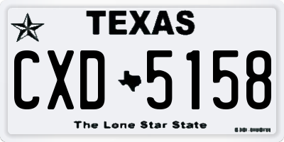 TX license plate CXD5158