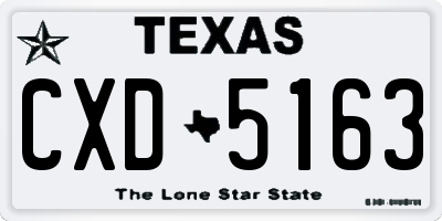 TX license plate CXD5163