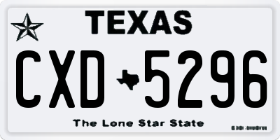 TX license plate CXD5296