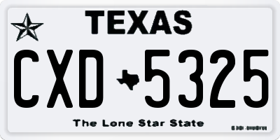 TX license plate CXD5325