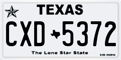 TX license plate CXD5372
